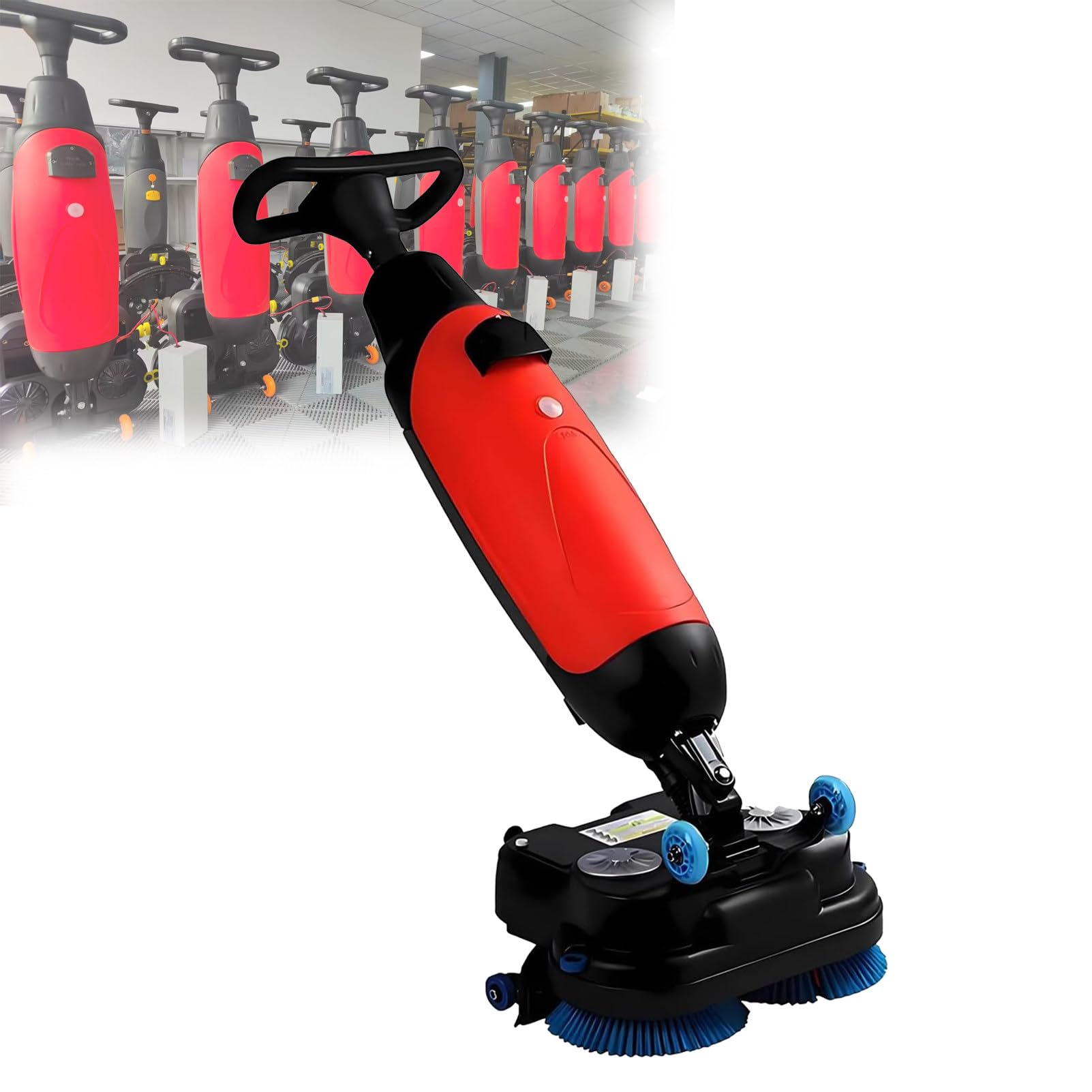 Fregadora De Suelos Ligera, Mini Fregadora De Suelos, Fregadora EléCtrica PortáTil, Doble DepóSito De Agua, Limpieza Profesional Y Alta Eficiencia para Oficinas Y Escuelas Red