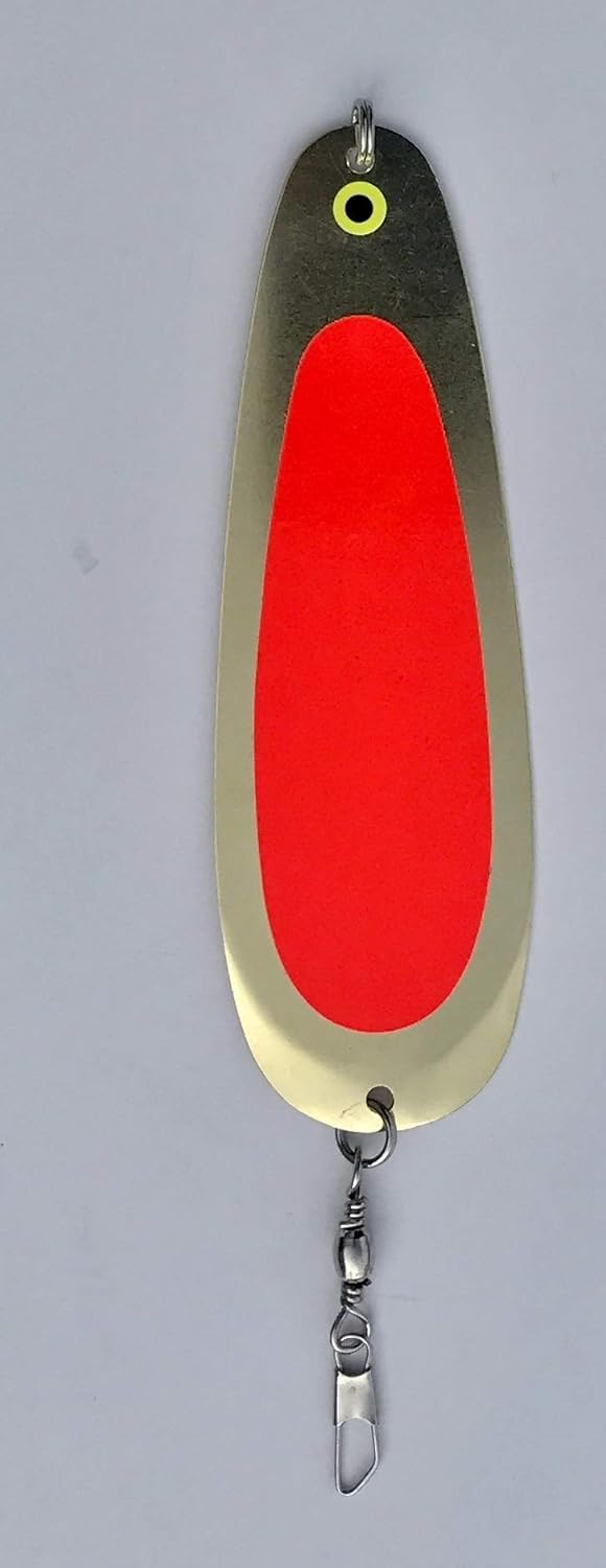 Kokanee Dodger: uv “Flo Red” / brass