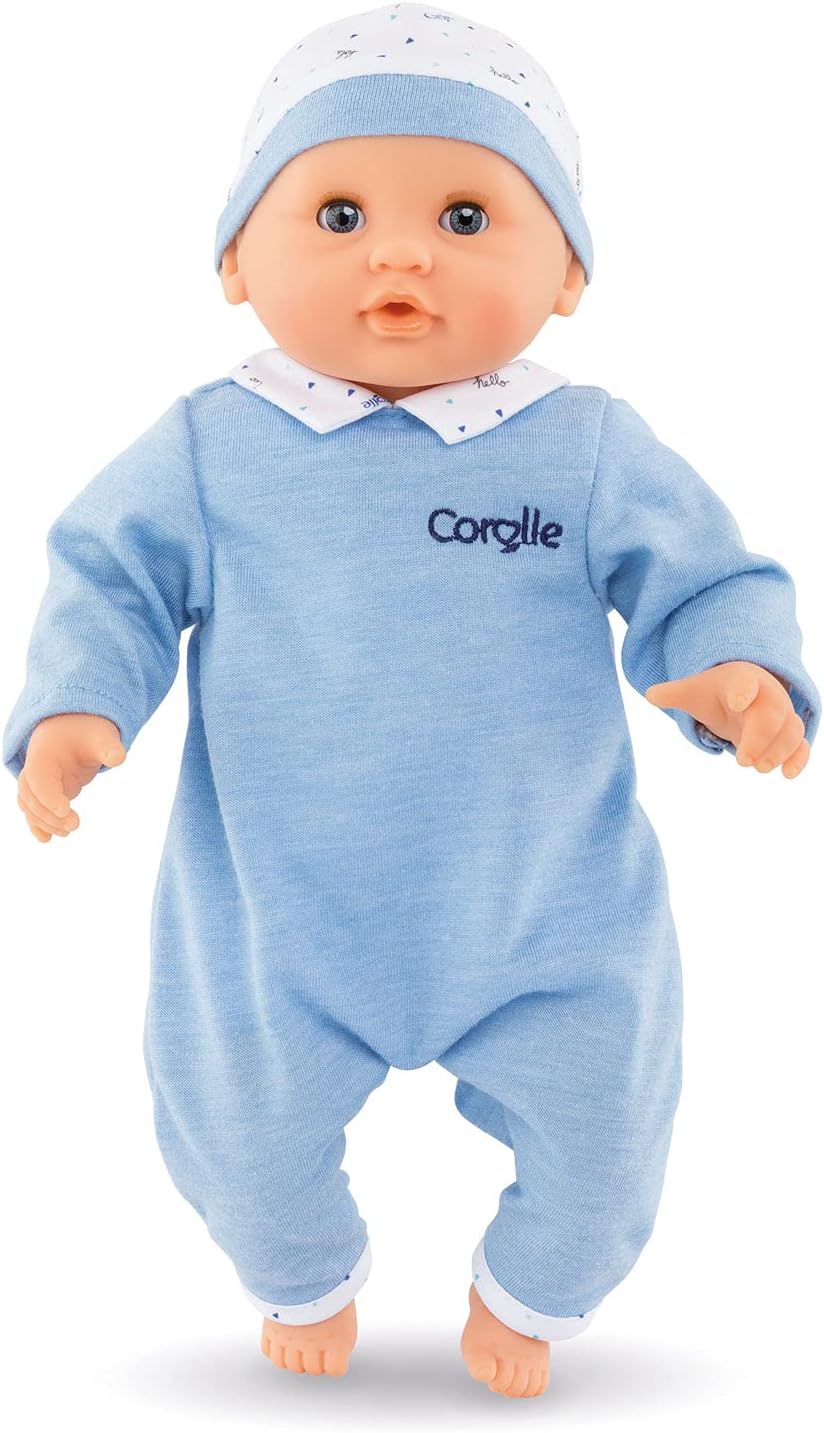 Corolle Bébé Calin Mael Boy Baby Doll - 12" Soft Body Doll with Blue Outfit, Sleeping Eyes That Open and Close, Vanilla Scented, Mon Premier Poupon Collection for Ages 18 Months and up