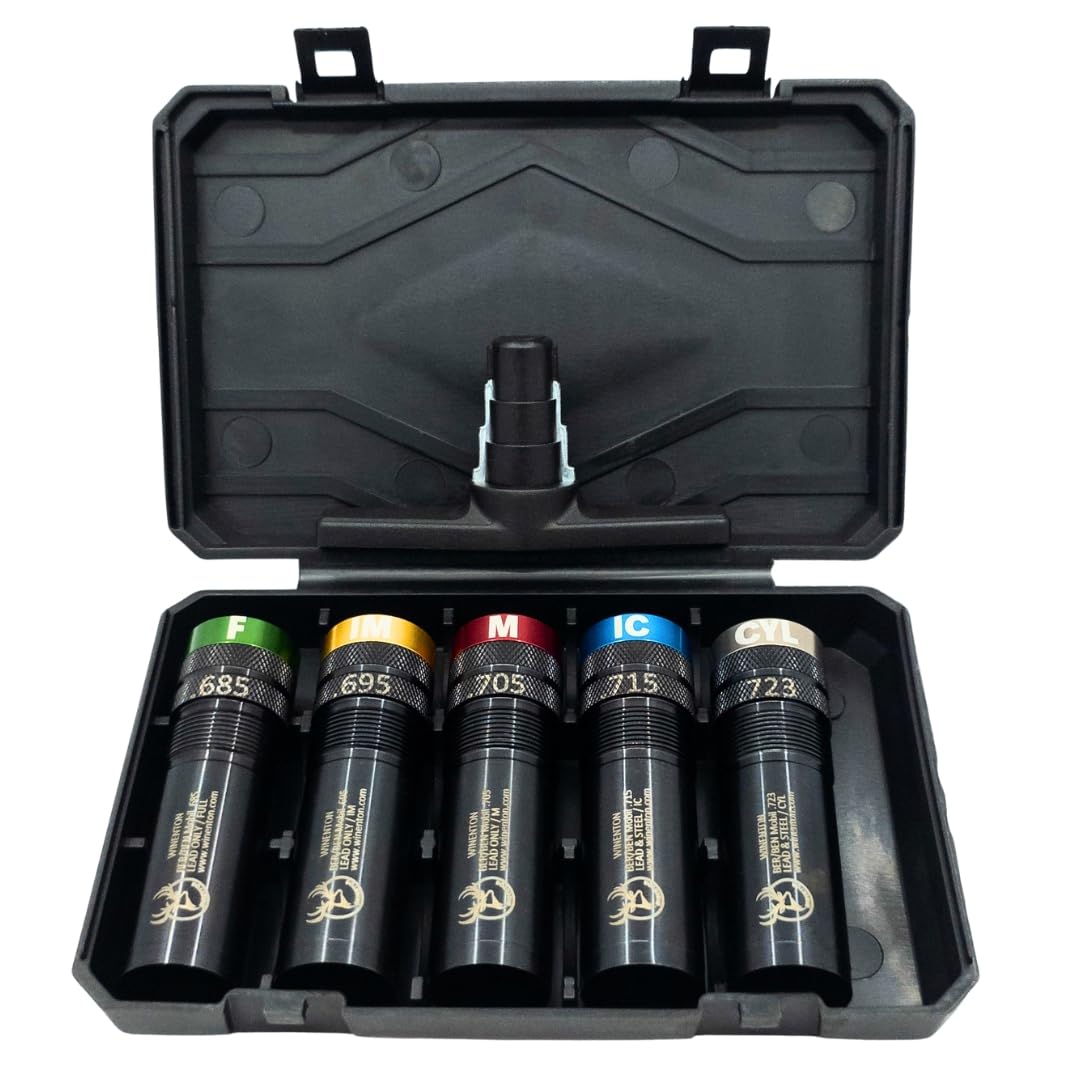 Juego de tubos de estrangulamiento extendidos compatibles con BER/Ben Mobil para escopetas de 12 Ga, 5 tubos de estrangulamiento, negro, anillos codificados por colores