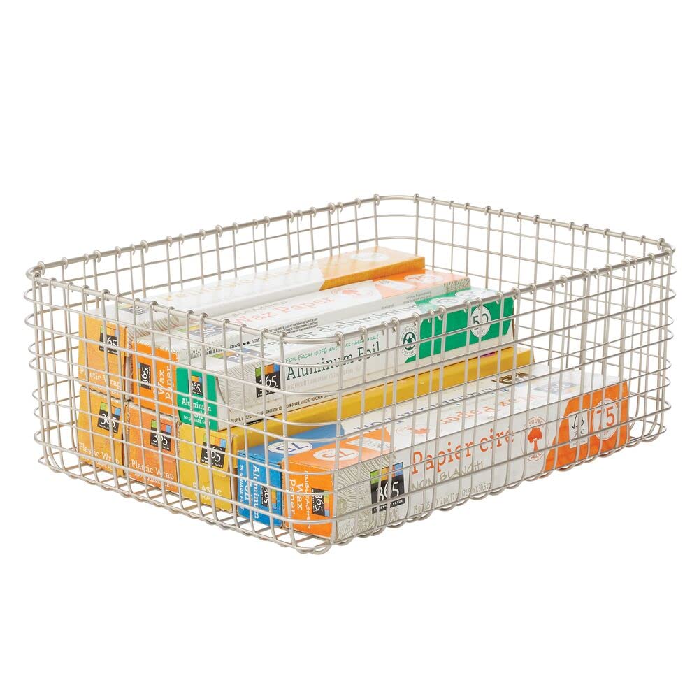 mDesign panier en métal pratique (lot de 6) – panier de rangement compact pour cuisine et garde-manger – panier rangement polyvalent pour aliments, ustensiles de cuisine, etc. – argenté mat