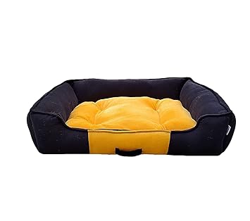 MR.BOLT Premium XL Size Dog Bed for Large Dogs Washable-Orthopedic Big Dog Beds Slip-Resistant Bottom- Yellow & Black-76 x 61 x 22 Centimeters