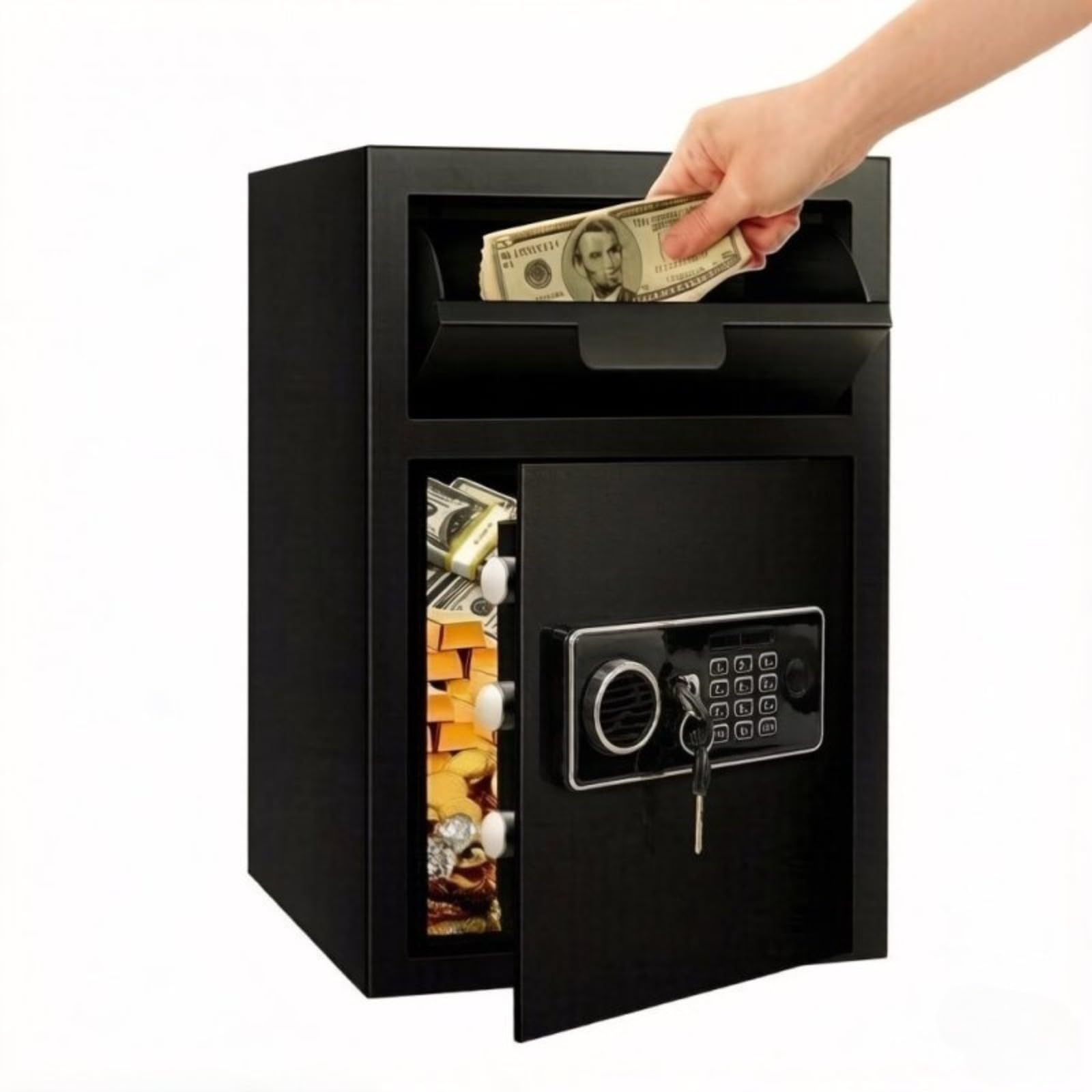 Caja fuerte para dinero con ranura superior ideal para oficinas, despachos y comercios