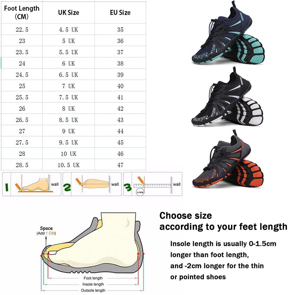 Surwin Escarpines Hombre Mujer, Zapatillas Barefoot Minimalistas Zapatillas de Trail Running, Secado Rápido Zapatos de Agua para Exterior Interior