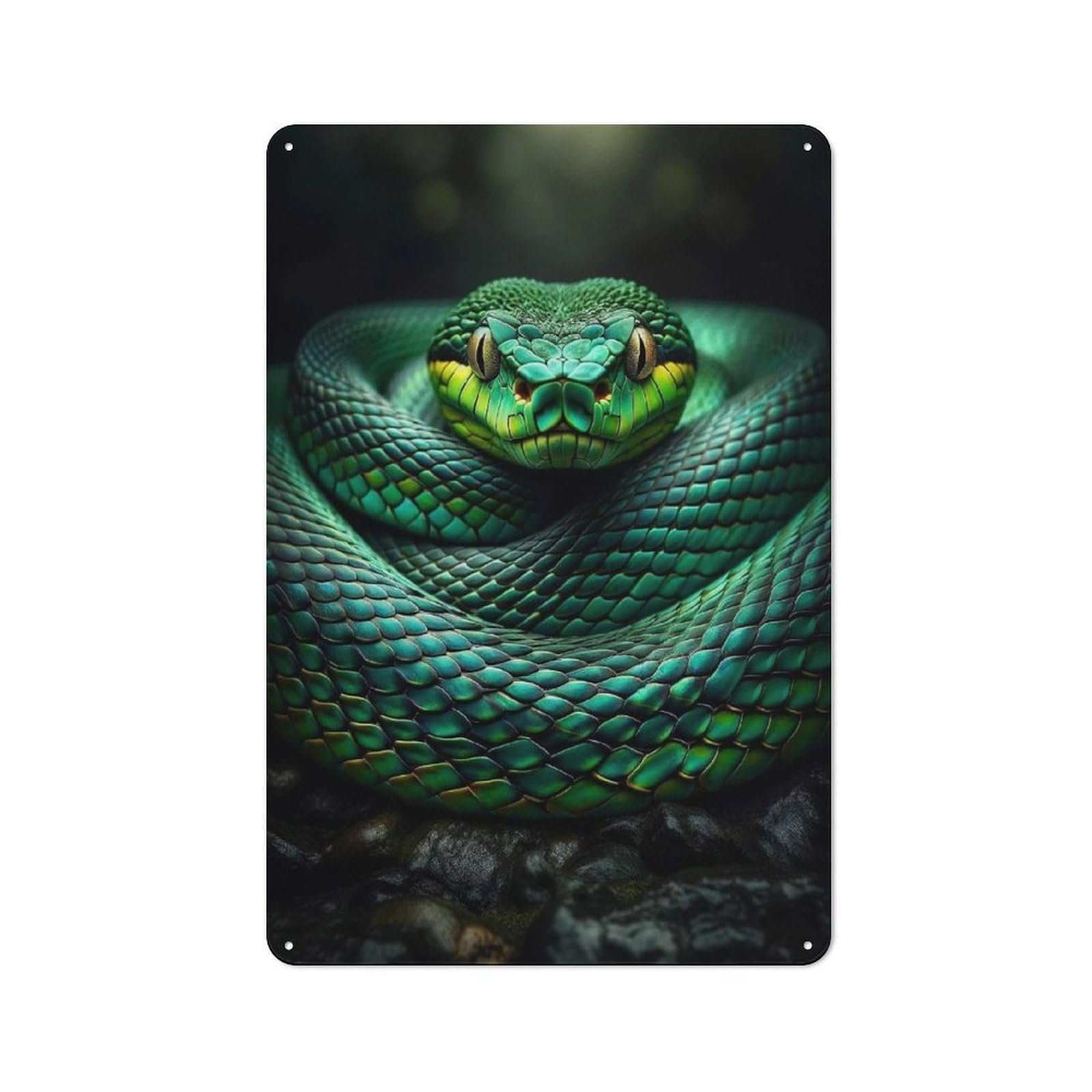 Junmoney Style-13 Emerald Snake Retro Metal Wall Sign 30X20cm For Living Room Or Hallway, For Collectors Decorating Living Rooms And Hallways