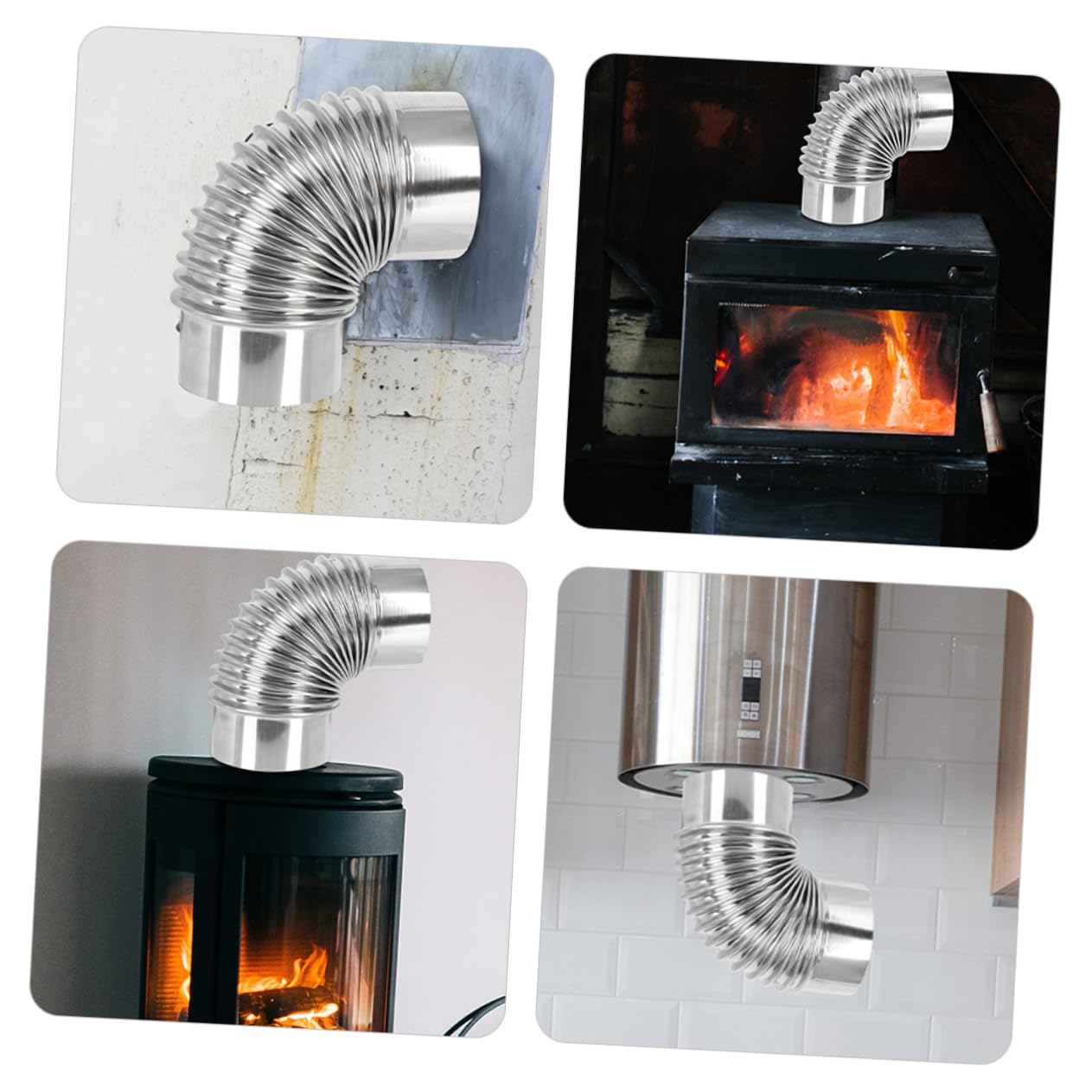 Hemobllo 5pezzi Elbow Chimney Flue Acciaio Inossidabile Gradi Tubo Flessibile Per Scarico Fumi Adatto Per Cucina e Bagno Resistente Alle Alte Temperature