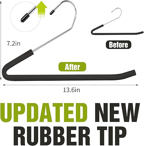 Miniatura 2 de Spring Fever Perchas acolchadas de esponja antideslizante para pantalones - Espuma cromada resistente ahorro de espacio negro 20