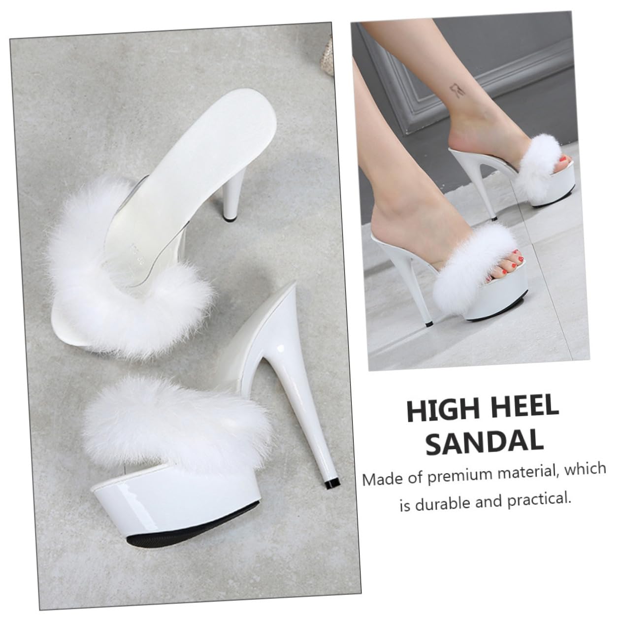BESPORTBLE Tacchi altissimi Shoes for Women Zapatillas de Mujer Talloni Women Shoes Heels Donna Alto per Ciabatte estive Punta Scarpe soffice Sandalo Estivo : Pelle Bianca