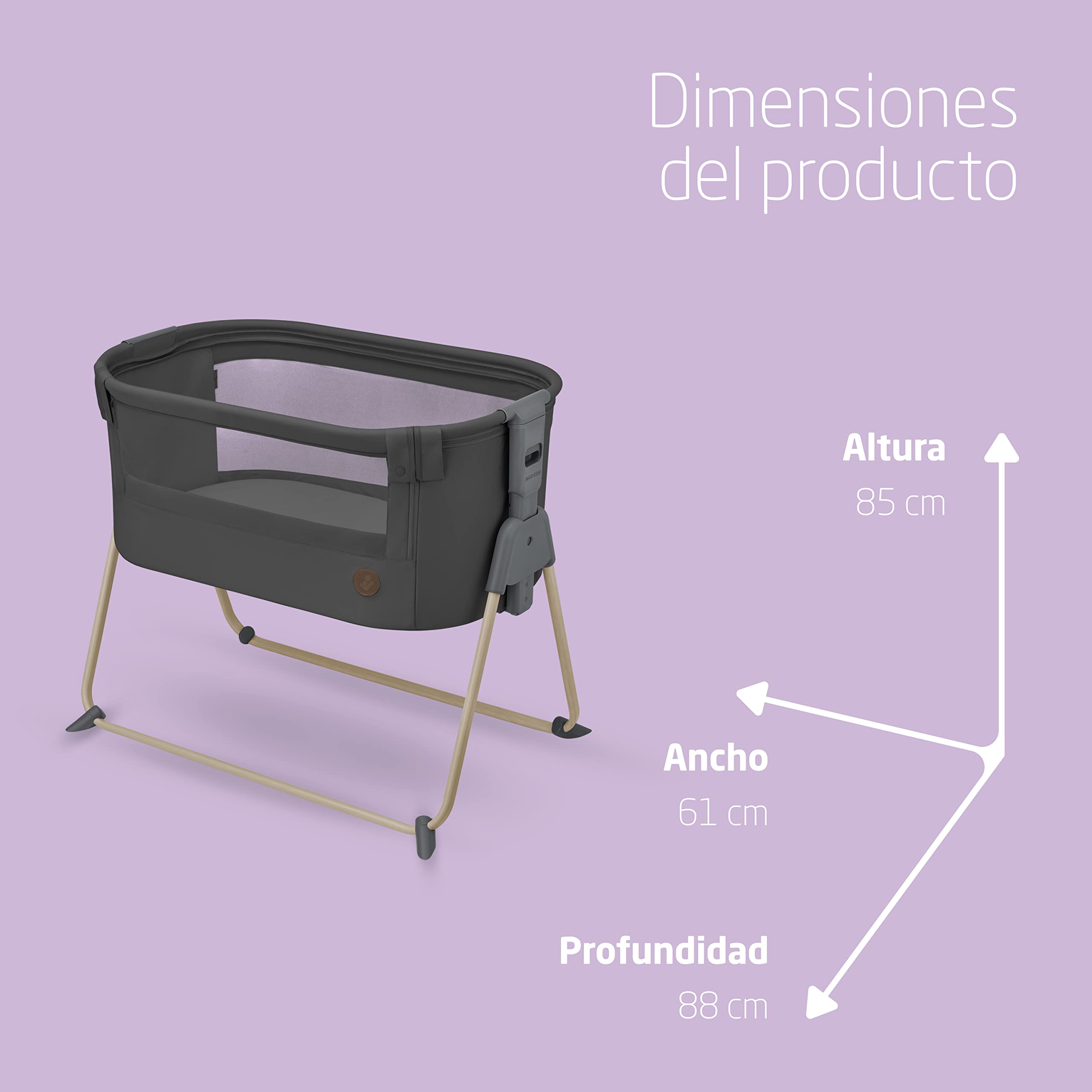 Maxi-Cosi Tori 2en1 Cuna colecho, Cuna junto a la cama 2en1 Plegado ultracompacto, Ligera 5 posiciones de altura Colecho portátil con malla transpirable, 0 a 6 meses aprox., 0 a 9 kg Beyond Graphite