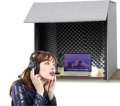 Soundproof Microphone Isolation Shield, Portable Vocal Booth Box for Recording, Podcasts, Singing, and Broadcasting