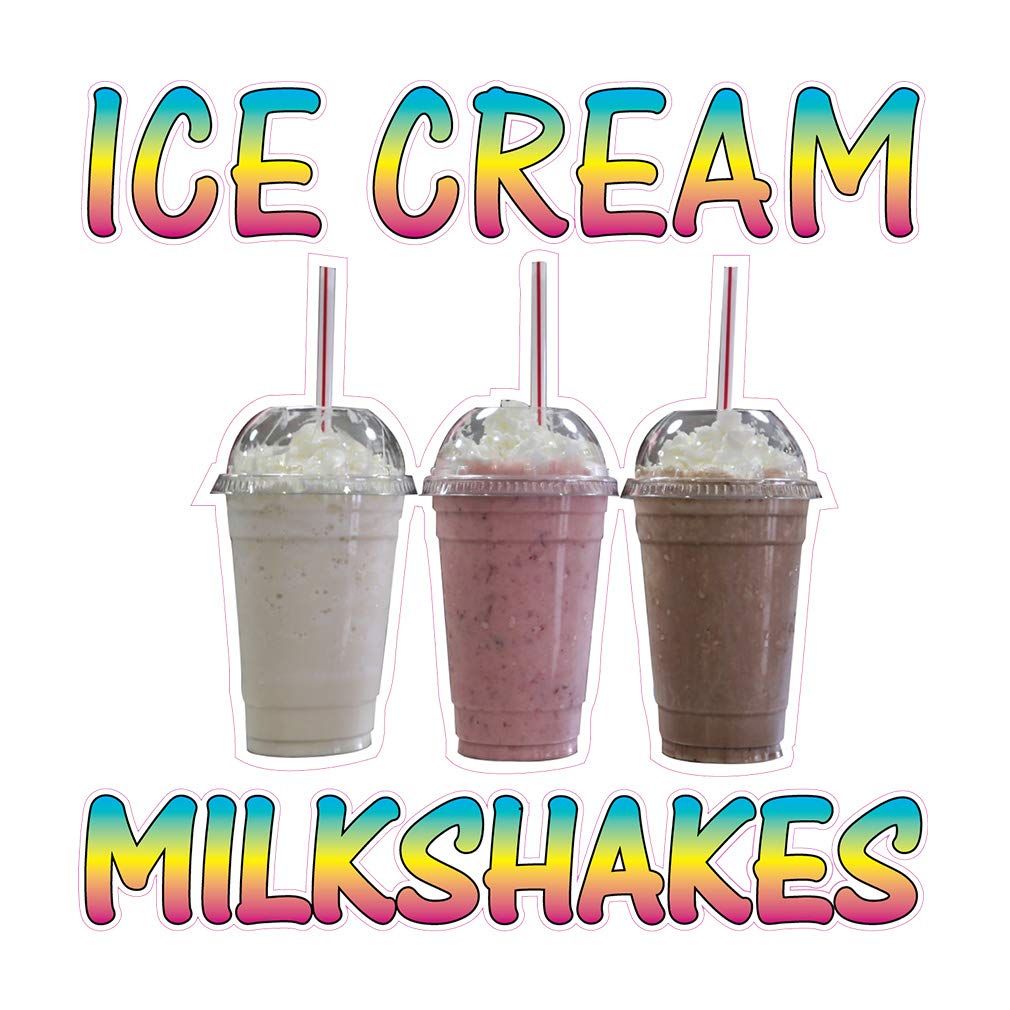 Die-Cut Sticker Multiple Sizes Ice Cream Milk Shekes Retail Ice Cream Milk Shakes Indoor Decal Concession Sign Brown 24in Longest Side