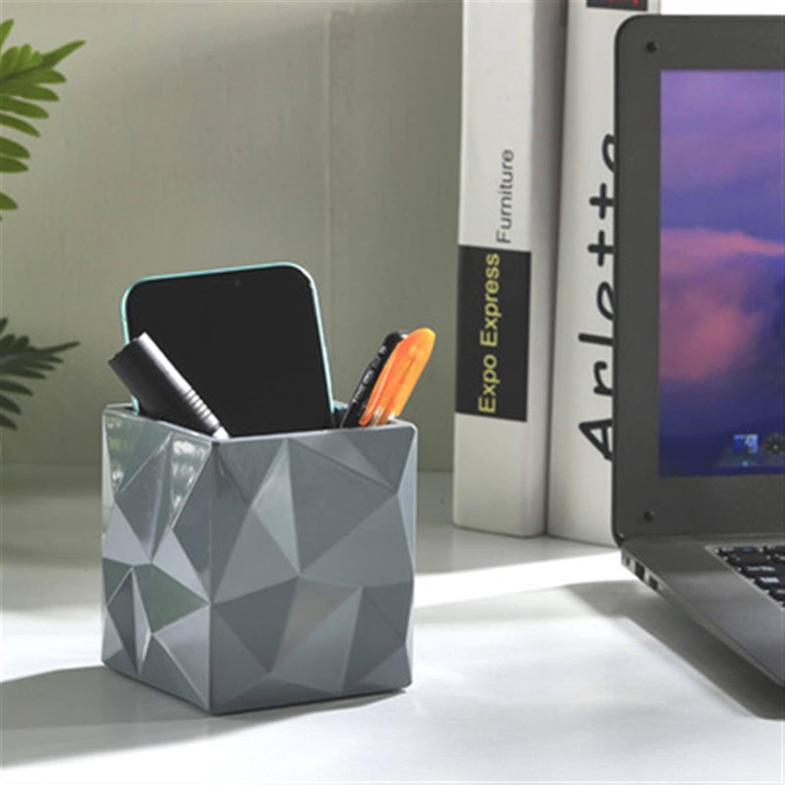 Pojemniki na ołówki Creative Square Pen Holder Uczeń Prezent Papierniczy Makeup Szczotka Sundries Storage Case Office Desktop Ołówek Organizator na biurko (Color : F)