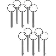 10 Pack Quick Release Pin,Full 316 Stainless Steel, Diameter 1/4"6.3mm, Total Length251mm , Usable Length 1-1/2"38mm, Bimini Top Pin, Marine Hardware,Boat Quick Release Pin,Detent Pin