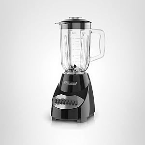 BLACK+DECKER Countertop Blender with 6-Cup Glass Jar, 10-Speed Settings, Black, BL2010BG