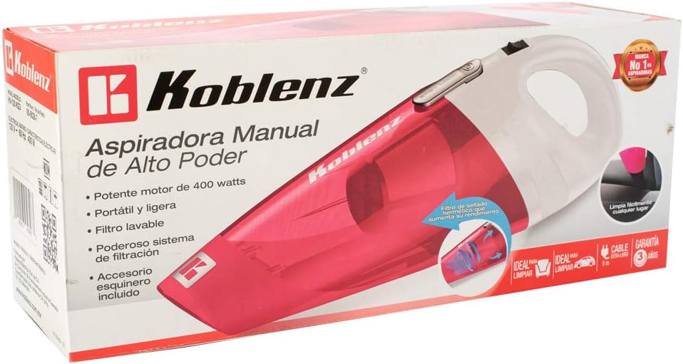 Koblenz 00-5626-7 HV-120 KG3 Corded 120V Hand Vac, White/Pink - Image 6