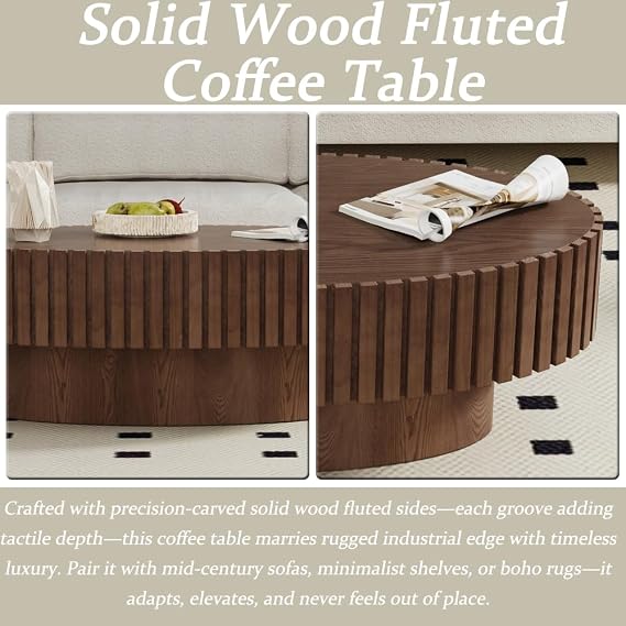 43.3 Oval Coffee Table, Dark Brown