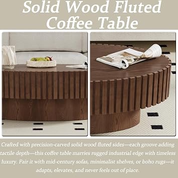 43.3 Oval Coffee Table, Dark Brown