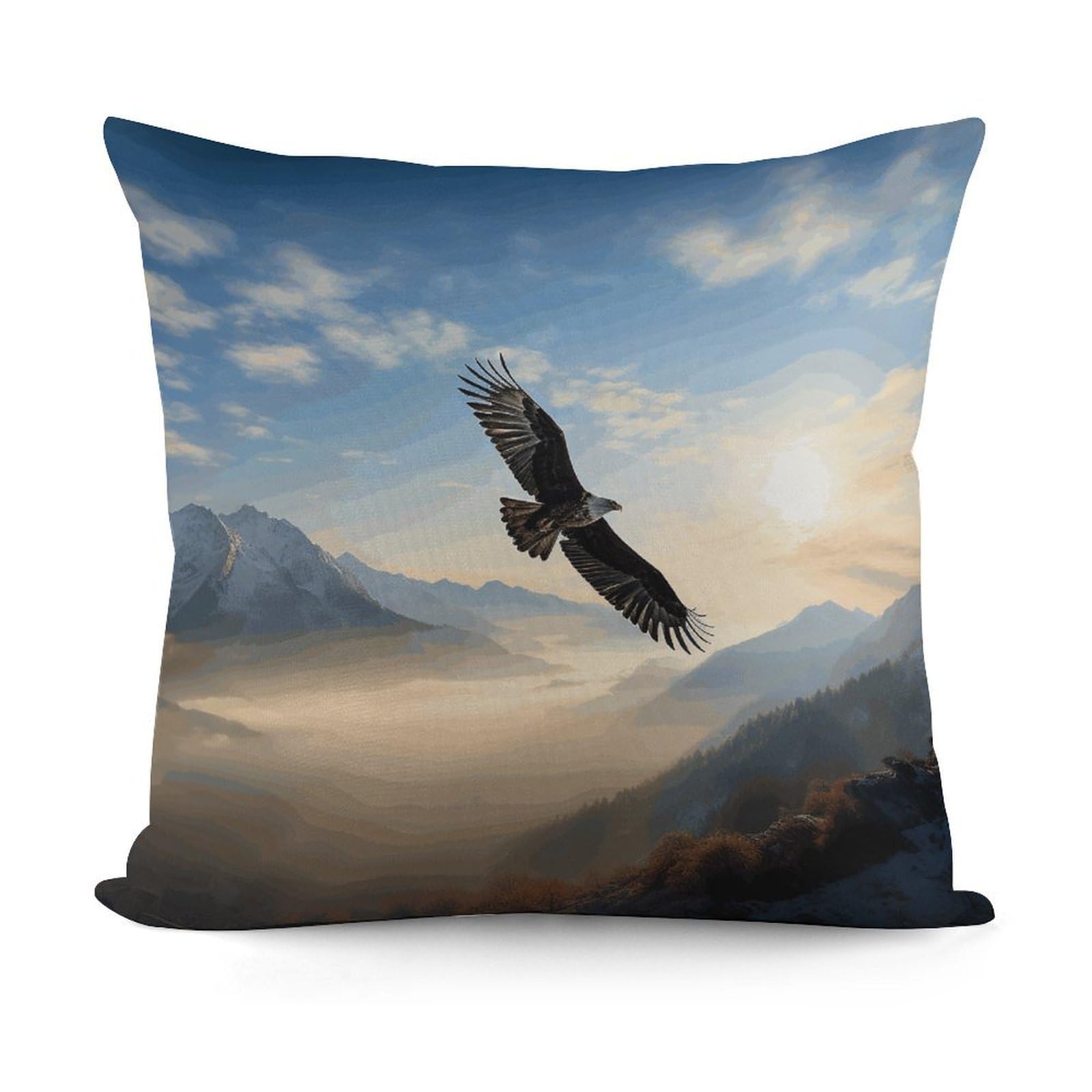 VstaDank Eagle Mountains Throw Pillow Covers Fade-Resistant Plush Pillow Case Cozy Square Cushion Case Removable Pillowcase Exquisite Pillow Shams Soft Pillow Protector 18"x18"