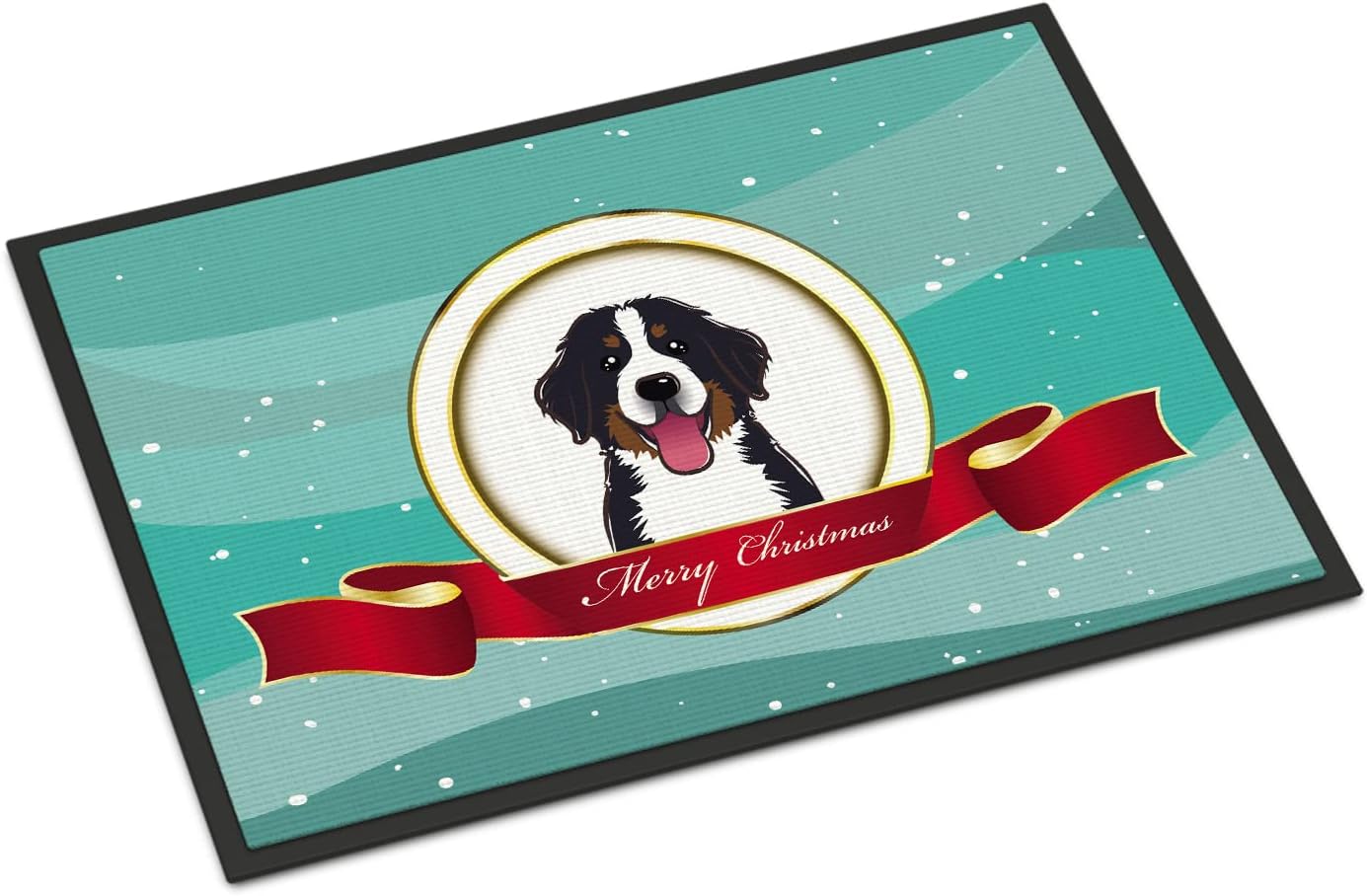 Caroline's Treasures BB1547JMAT Bernese Mountain Dog Merry Christmas Doormat 24x36 Front Door Mat Indoor Outdoor Rugs for Entryway, Non Slip Washable Low Pile, 24H X 36W