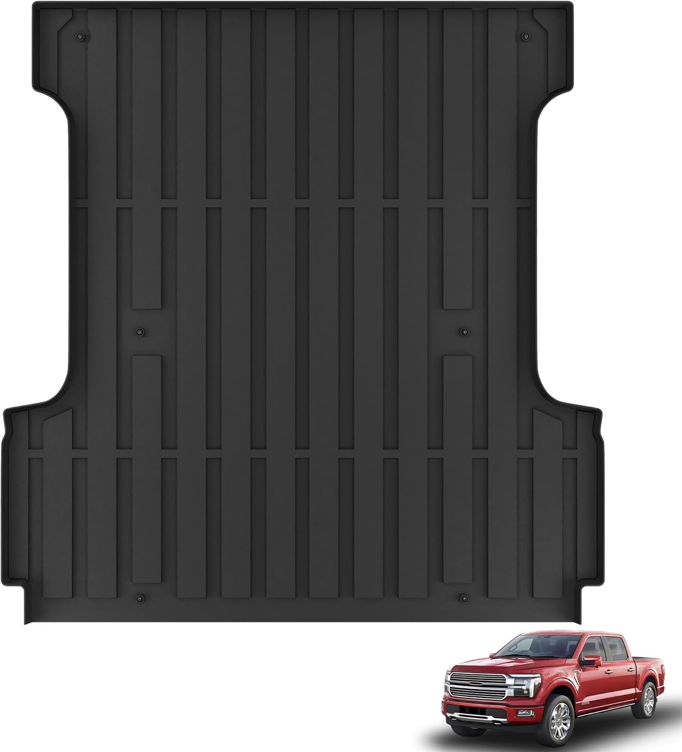 KARPAL Truck Bed Mat Fit 2015-2025 Ford F150 & Lightning 5.5FT Bed (Not Fit 6.5FT/8FT Bed) All Weather TPE Custom Fit F150 Accessories Pickup Cargo Mat