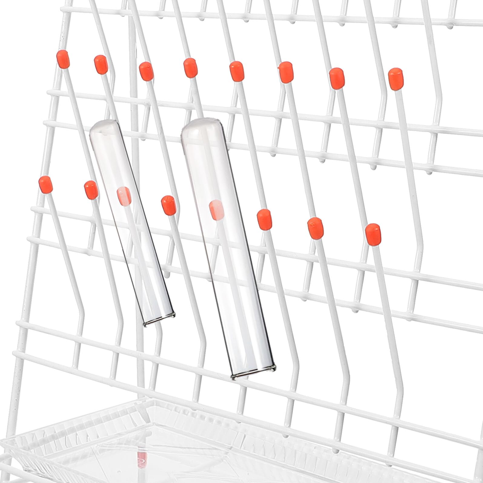 Gradilla para Tubos de Ensayo de Hierro, 32 Ranuras, Blanco, Fácil Limpieza y Ahorro de Espacio para Laboratorio y Cristalería