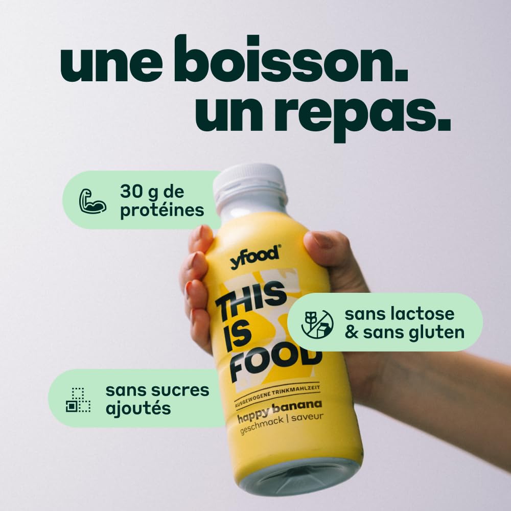 yfood repas prêt à boire, THIS IS FOOD, substitut de repas, 30 g de protéines, 26 vitamines et minéraux (12 x 500 ml) (Fresh Berry)