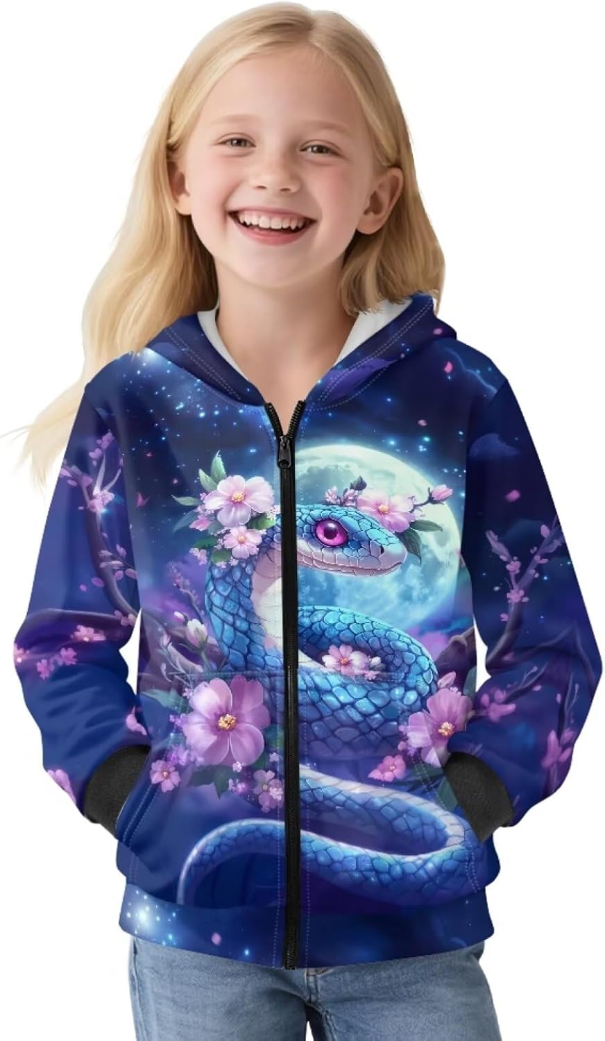 WELLFLYHOM Girls Zip Up Fleece Lining Hoodies 6-16 Novelty Long Sleeve Hoodie Jacket with Pocket