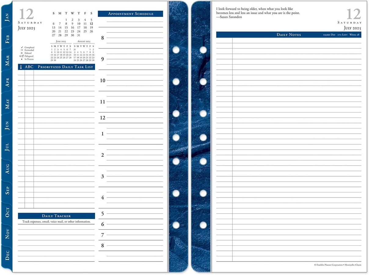 FranklinCovey - Monticello Planner Refill | Two Pages Per Day Ring-Bound (Compact, Jan 2026 - Dec 2026)