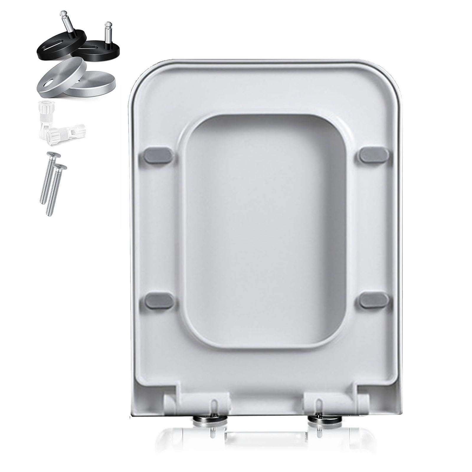 FLYIODFCXV Toilet seat, Soft Close White Square Toilet Seat with Quick Release for Easy Cleaning and Installation Top(04F)