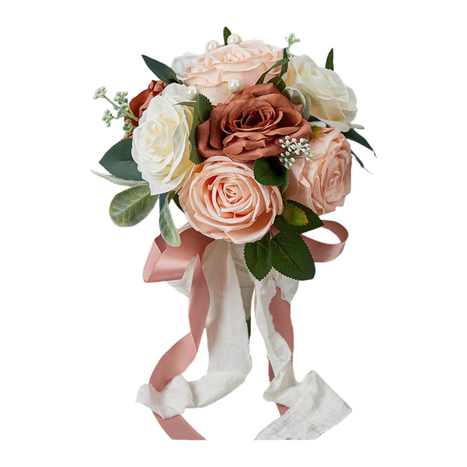 sodeber Handheld Artificial Rose Holding Flower for Bride and Bridesmaids Bridal Bouquet Elegant Wedding Supplies Bride Bouquet Decoration