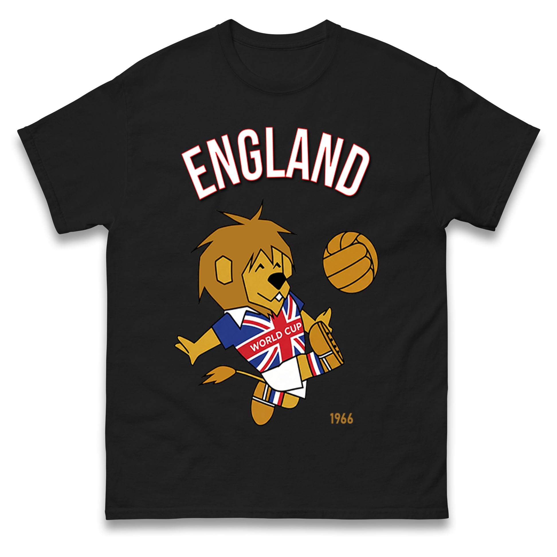 World Cup Willie England 1966 T Shirt, England World Cup Winners 1966 Tee Shirt, Retro Football Tshirt Black