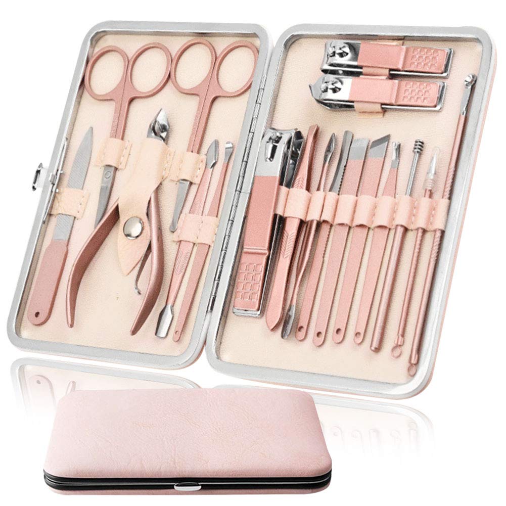 Manicure Set Pedicure Kit Nail Clippers Set Fingernails & Toenails Vibrissac Scissor 18 Pieces Best Care Grooming Tools for Man & Women Gift with Case (Pink_18in1) Manicure Set Pedicure Kit Nail Clippers Set Fingernails & Toenails Vibrissac Scissor 18 Pieces Best Care Grooming Tools for Man & Women Gift with Case (Pink_18in1)
