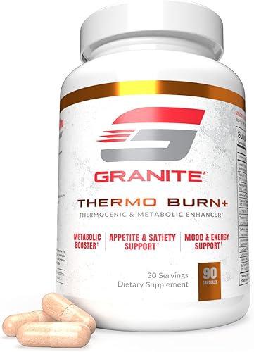 Thermo Burn by Granite, nueva fórmula avanzada para apoyo termogénico, metabólico, estado de ánimo y apetito con Alpha GPC, teobromina y 5-HTP (90
