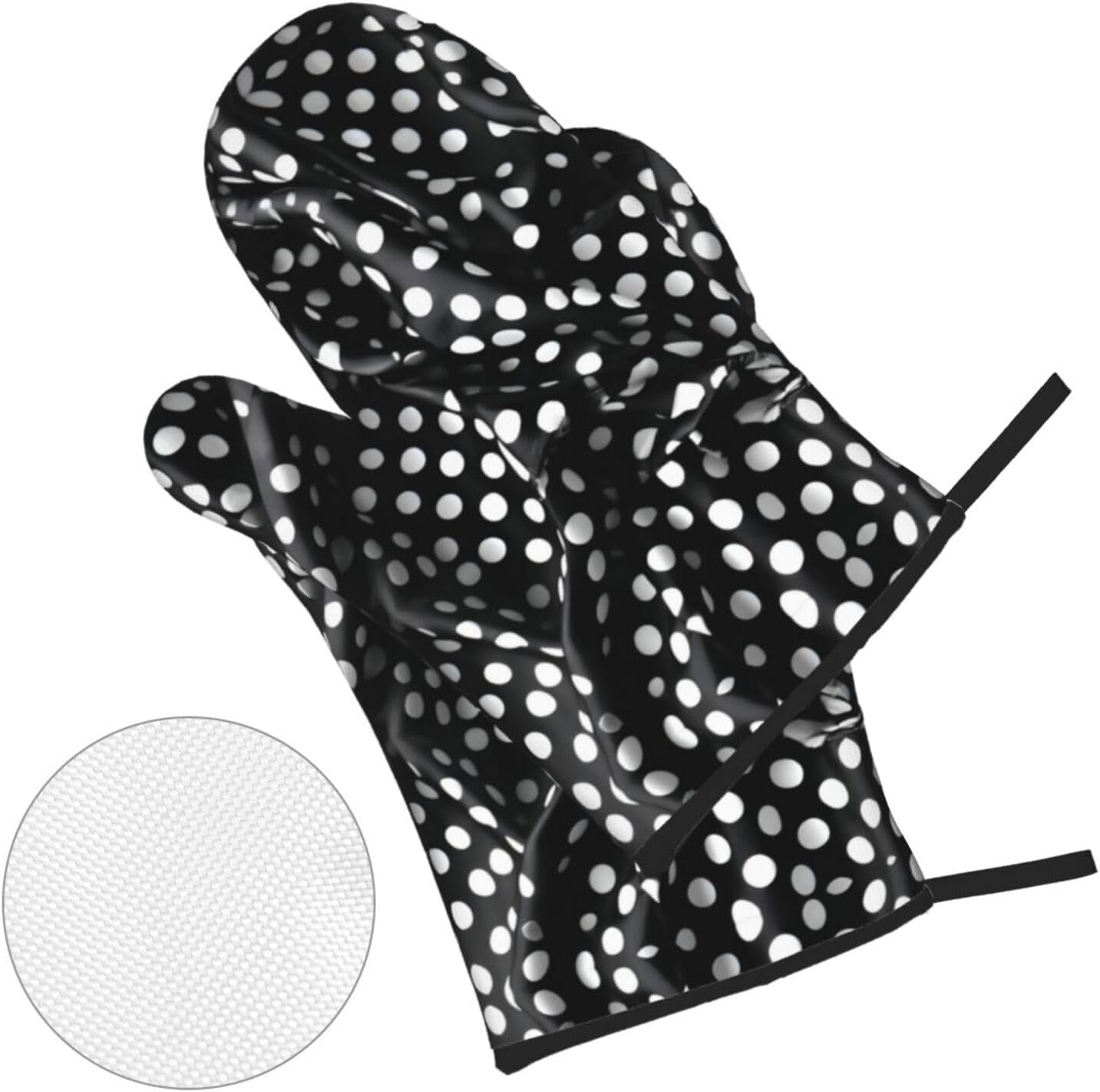 Black and White Corrugated dots Patterned Kitchen Baking 4-Piece Set, High Temperature Resistant Oven Mitts and Potholders Set for Cooking Baking Grilling
