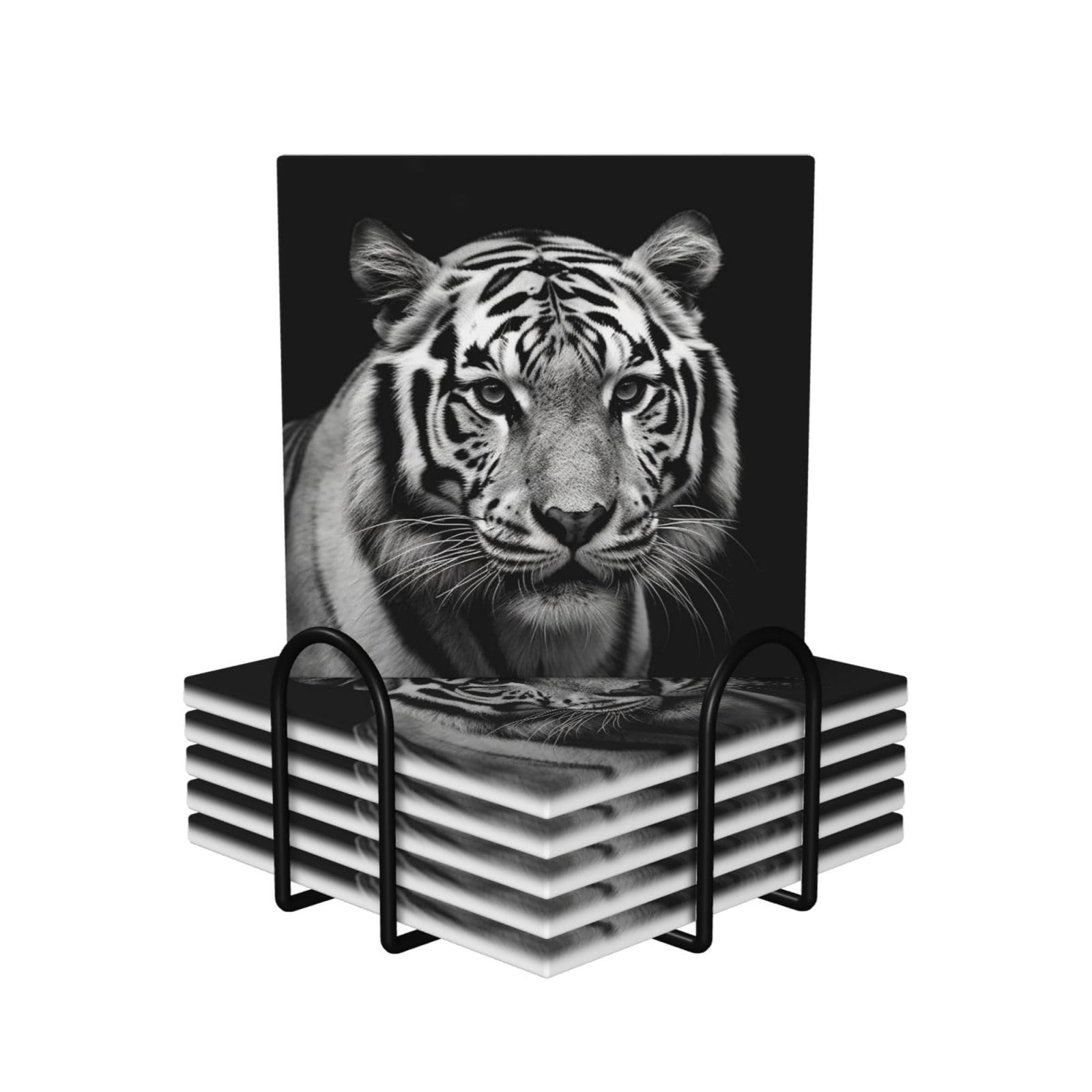 Dessous de verre décoratifs avec dos en liège lot de 6 et support métal design