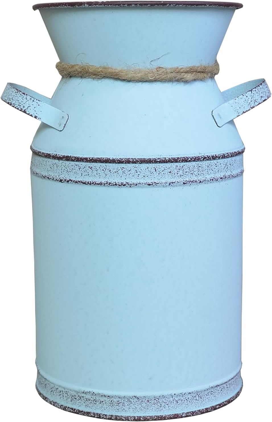 Rustic Shabby Chic Vase, Grey Small Vintage Metal Milk Can Vase Pitcher Wedding Decorative Flower Vase Farmhouse Home Decor - Image 2