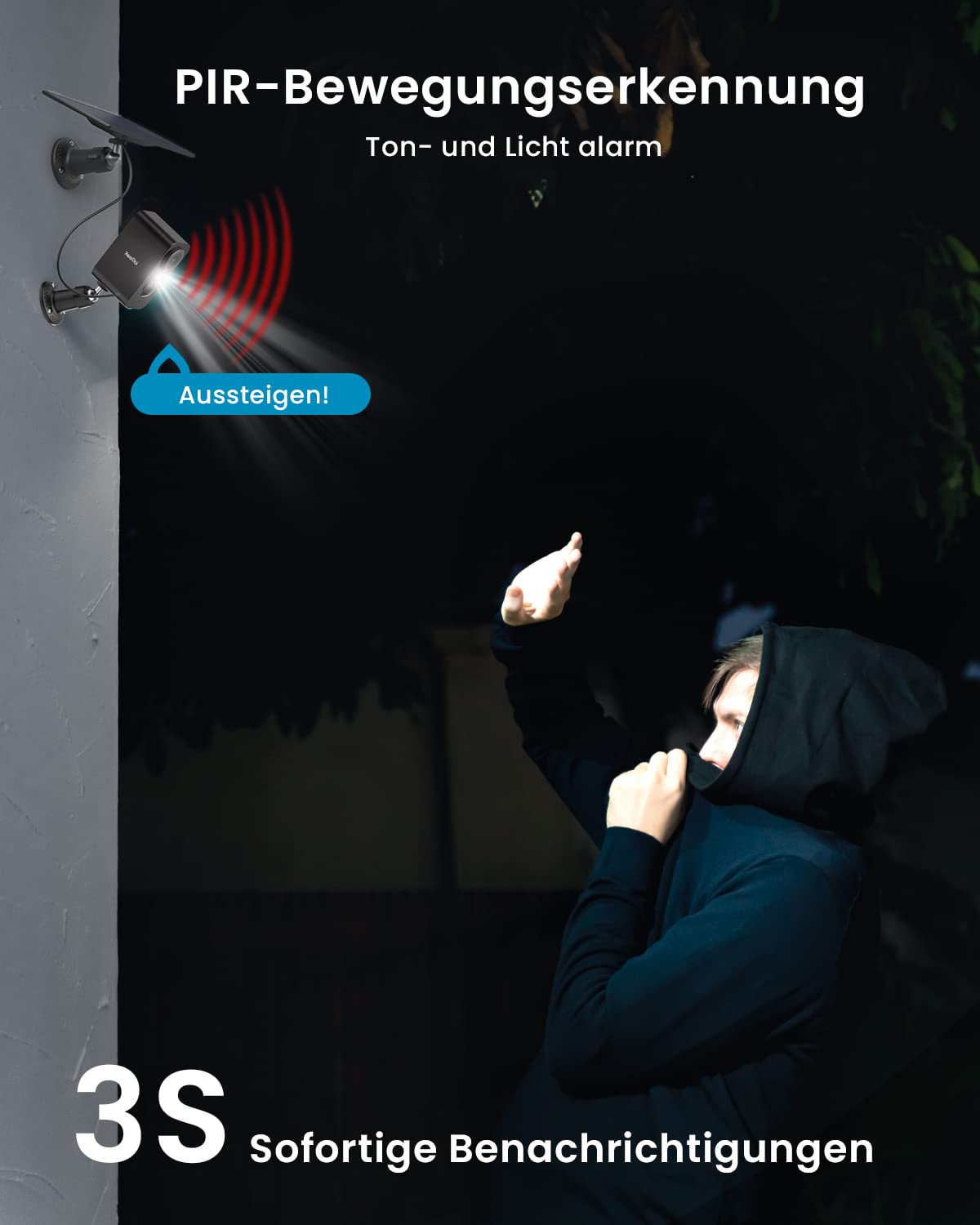 ieGeek 2K/3MP Solar Überwachungskamera Außen mit Akku, 2,4GHz WLAN Kabellos | Einfache Installation, 5200mAh Aussenkamera Wlan Kabellos mit Farbige Nachtsicht, PIR-Bewegungserkennung, IP65, 2-Wege Audio