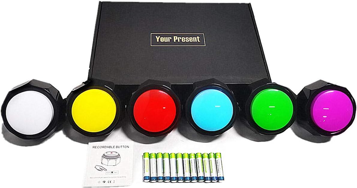 40% Off Discount RIBOSY Set of 6 Colors, Recordable Button, Dog Training Buzzer - Record & Playback Your Own Message to Teach Your Dogs Voice What They Want (Battery Included)