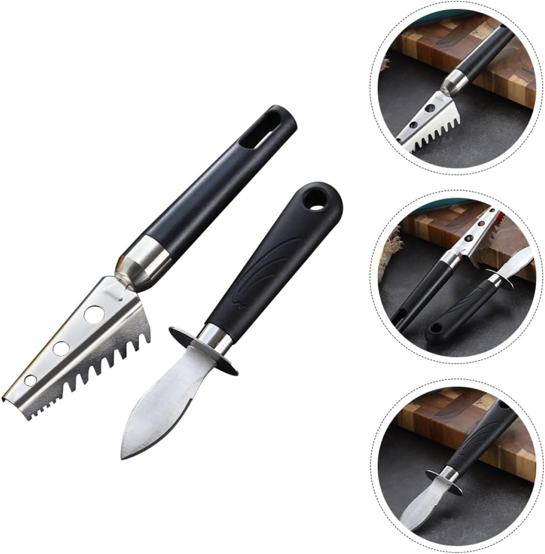 4 Pcs Oyster Fish Skin Brush Oyster Oyster Opener Tool Household Gadgets Seafood Clam Oyster Shucking Tool Fish Scales Not Hurt Hands Plastic Bottle Opener (Blackx2pcs 17X2.2X2.2CMx2pcs)