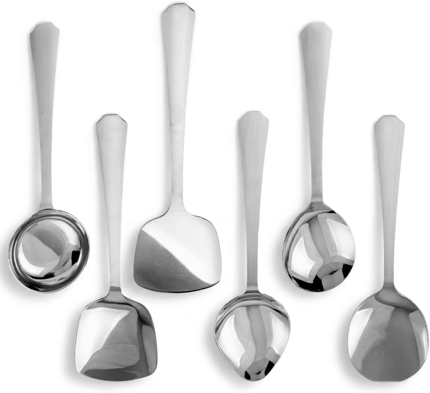 304 Stainless Steel Serving Spoon Set (6-Piece) – Soup Ladle, Rice Spoon, Oval Spoon, Serving Spoon & Flat Spatula – Dishwasher Safe, Mirror Finish, Heavy Duty Kitchen Utensils