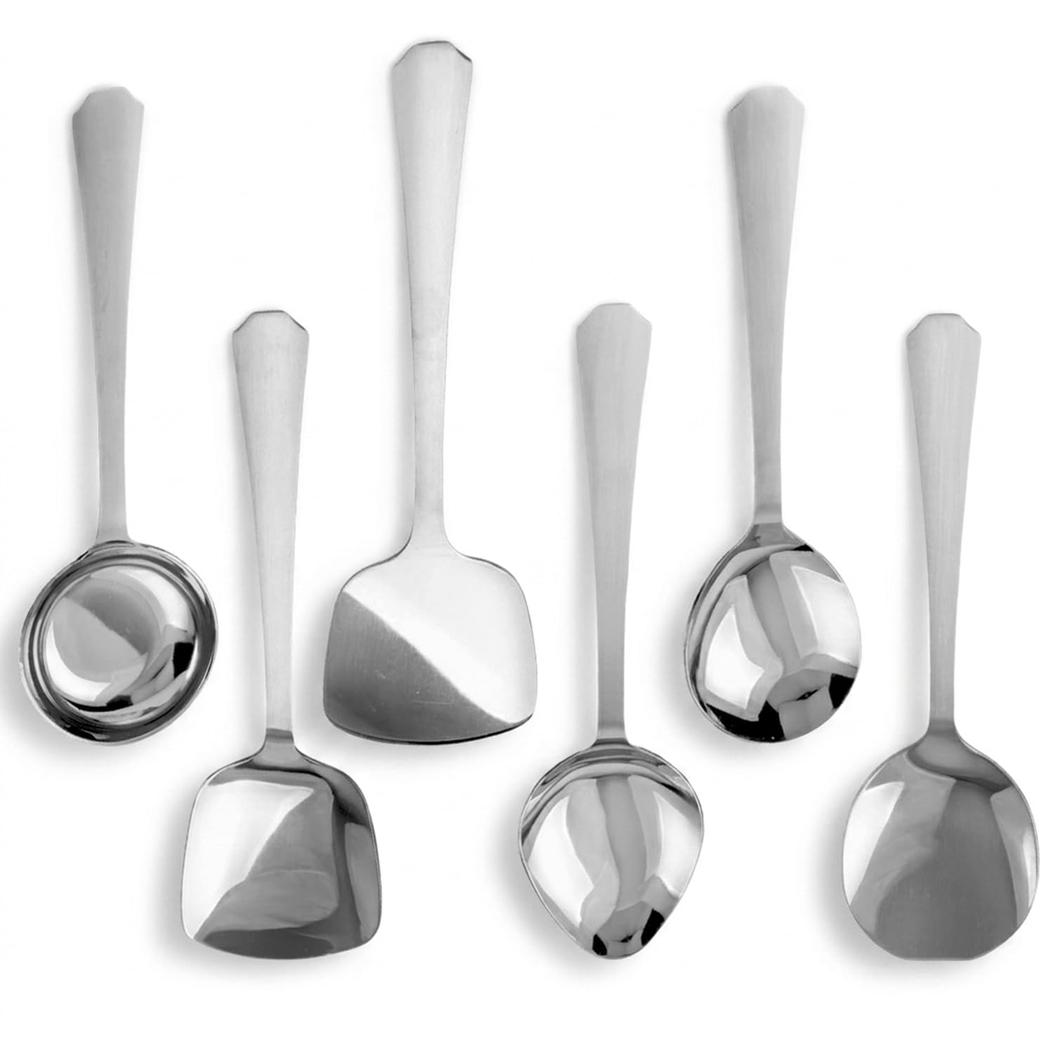 CRAFTONE Edelstahl Küchenutensilien 6er Set Servierlöffel Kochlöffel Schöpflöffel Pfannenwender Reislöffel Oval Löffel Spatel Set