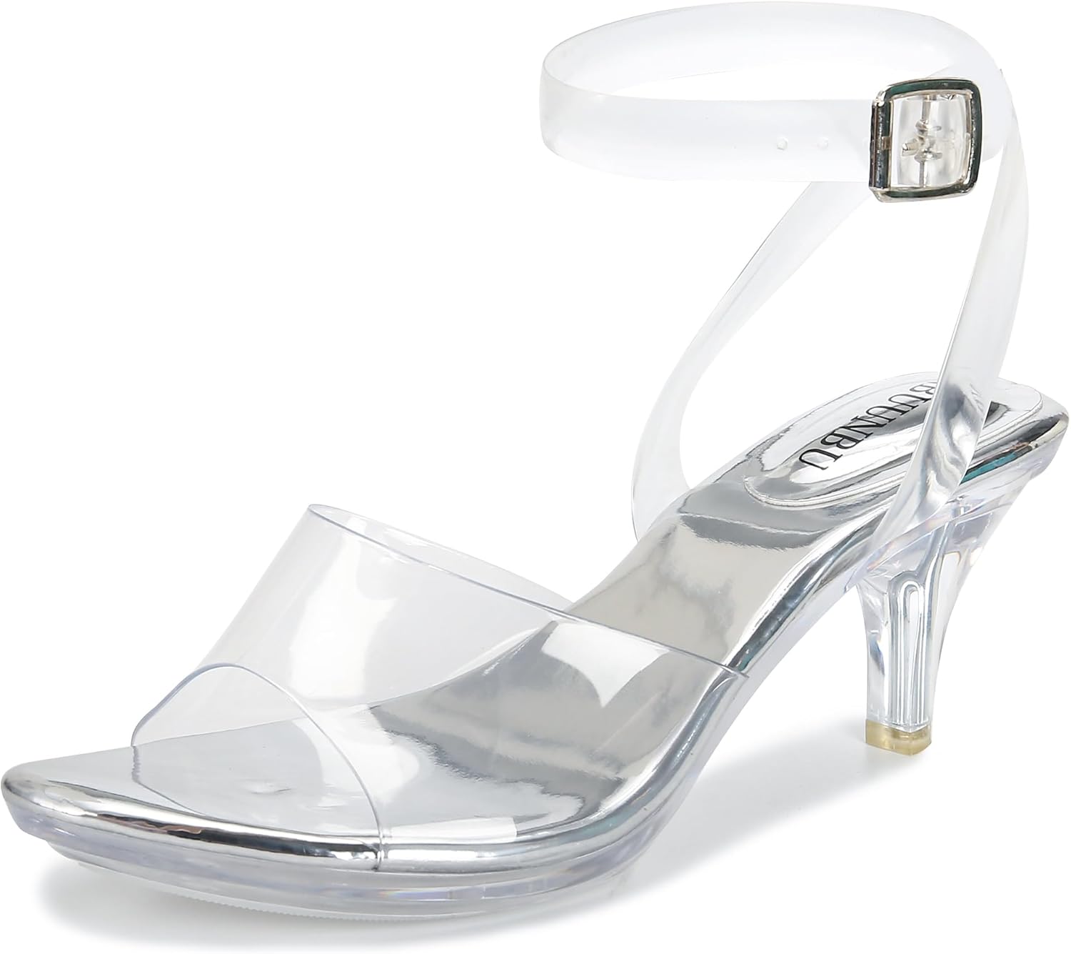 NBUUNBU Clear Strappy Heels For Women Transparent Ankle Strap Platform High Heeled Sandals Sexy Stiletto Comfortable Crystal Dress Shoes Adjustable Buckle Open Toe Pump Mules - Image 4