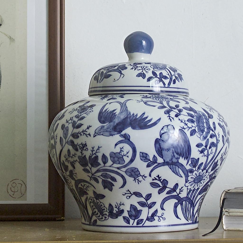 ボトル・瓶 中国の花瓶の陶磁器の装飾品、青い鳥の青磁の一般的な瓶