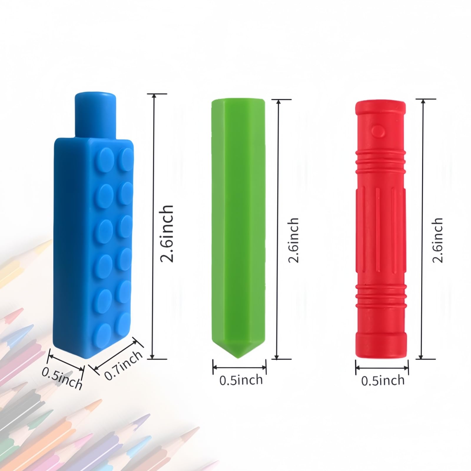 RUIOMII 8 Packs Silicone Pencil Toppers Sensory Chew Topper for Autistic ADHD, Oral Motor Children Adult, color 2 - Image 2