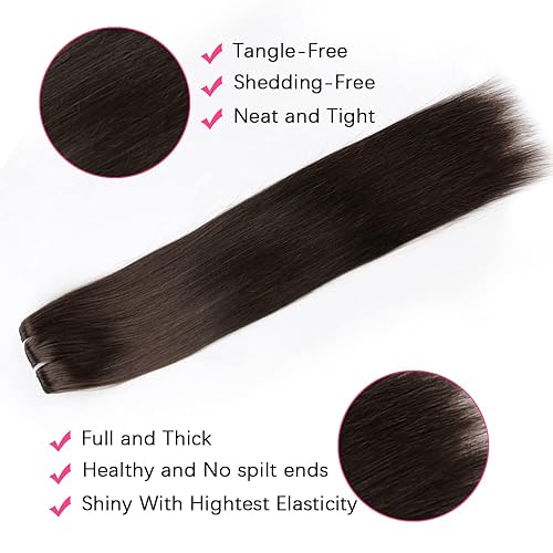 Miniatura 5 de Mihugass Extensiones de cabello humano lacio con clip, 100 % sin procesar, cabello virgen brasileño para mujeres, 8 piezas con 18 clips, 4.23 onzas