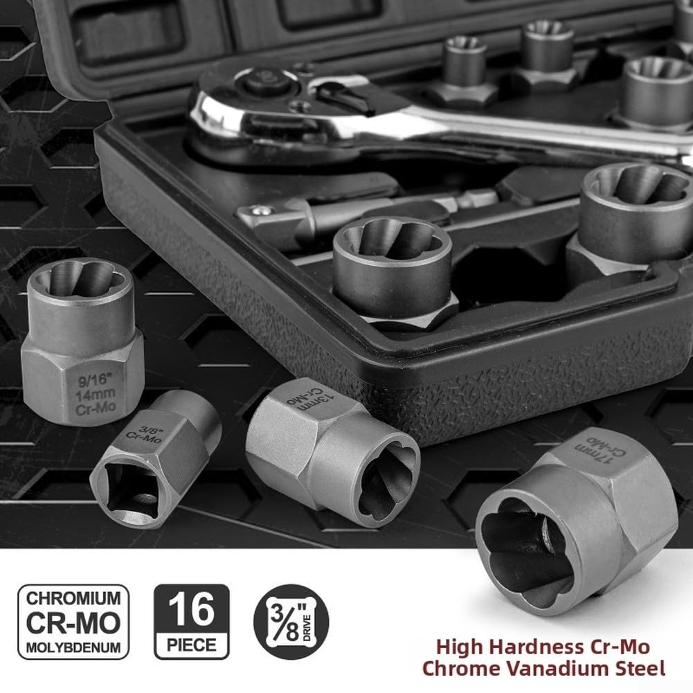Juego de extractor de pernos dañados, kit de extracción de tuercas oxidadas para tornillos antirrobo y herramienta de extracción de roscas rotas