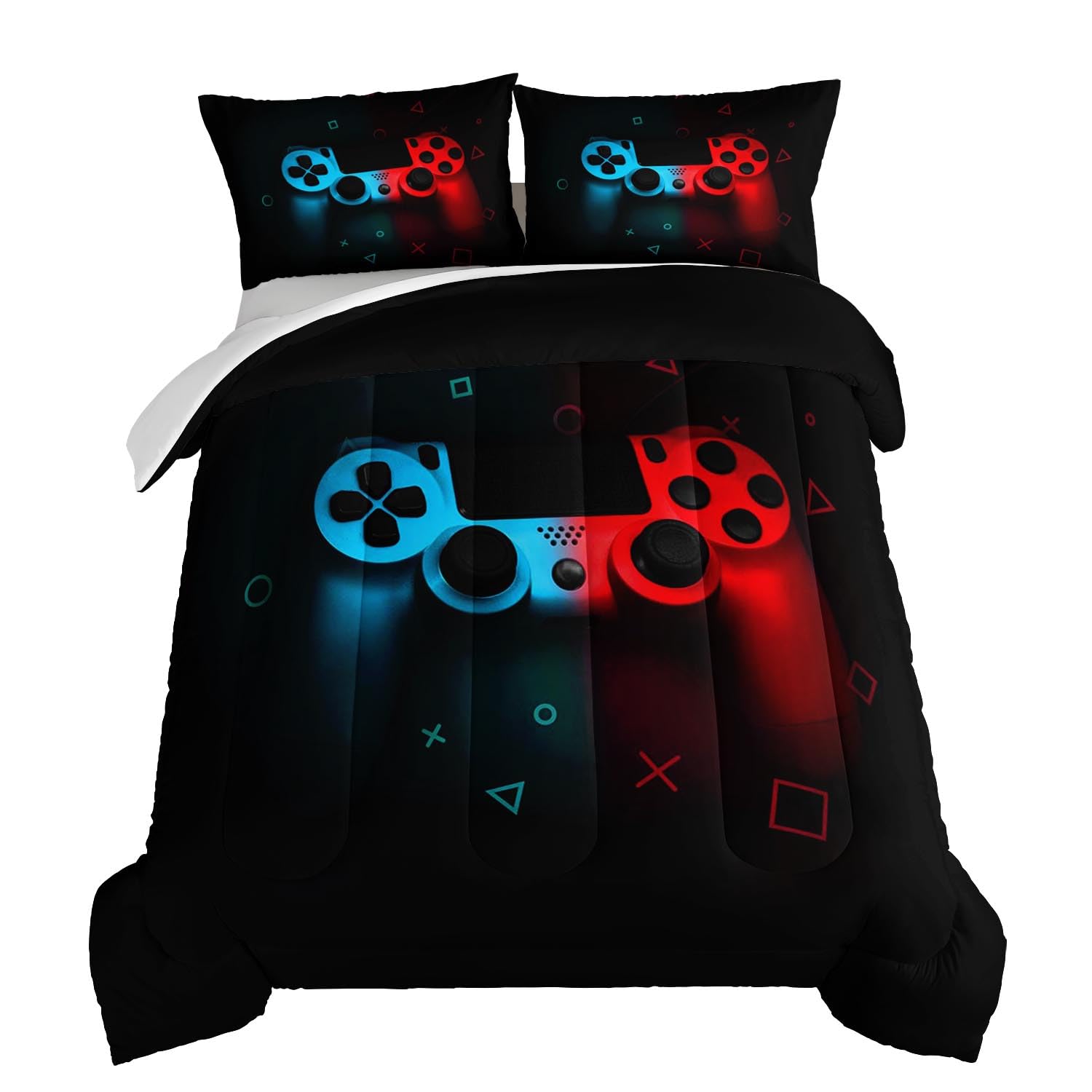 HOSIMA Gaming Twin Comforter Set,Gaming Comforter Sets for Boys Girls Kids Used to Gamer Room Decor with 2 Pillow Shams,Controller Pattern DesignTeens