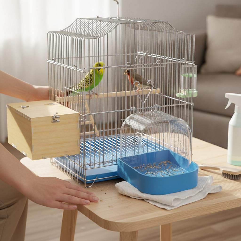 Voliera per Uccelli Domestici a Cupola, Voliera in Metallo per Piccoli Uccellini Domestici, per cocorite, Lusso con alimentatore automatico