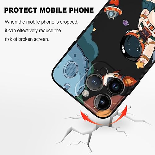 Miniatura 4 de LEECG Funda para iPhone 15 Pro, para iPhone 15 Pro, diseño de patrón creativo lateral de astronauta, silicona líquida a prueba de golpes, suave para