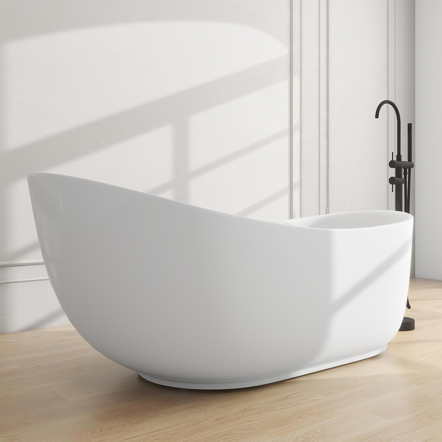 Vanity Art 71 inch Free standing Tub Acrylic Bathtub Modern Stand Alone Soaking Tub With Polished Chrome UPC Certified Round Overflow and Pop-Up Drain VA6512-L (Faucet not included)